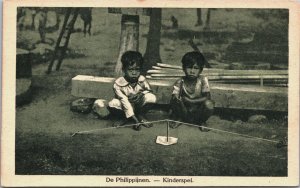 Philippines Kinderspel Ethnic Kids Vintage Postcard C046