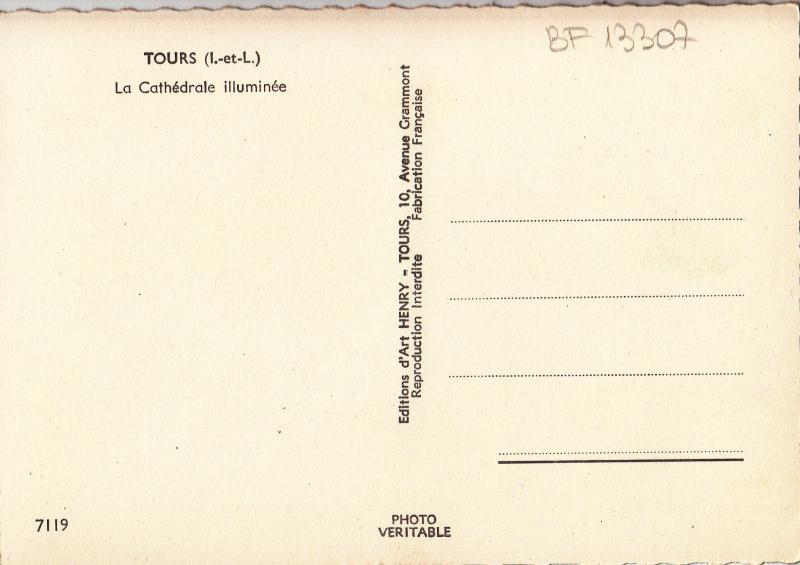 BF13307 tours i et l la cathedrale illuminee france front/back image