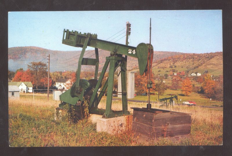 BRADFORD PENNSYLVANIA PA. PUMPING JACK OIL WELL PUMP VINTAGE POSTCARD