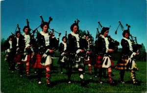 Girls Highland Pipe Band New Glasgow Nova Scotia NS Canada Chrome Postcard B10