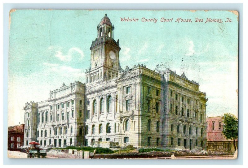 1910 Webster County Court House Des Moines Iowa IA Posted Antique Postcard