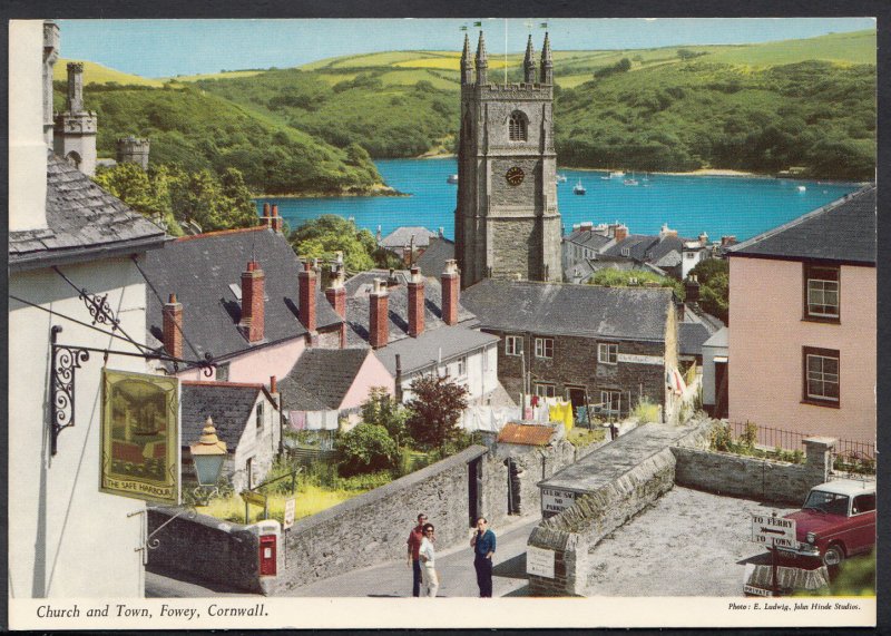 Cornwall Postcard - Church and Town, Fowey   A4931