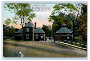 Middletown CT, Main Entrance Grounds Connecticut Hospital For Insane Postcard 