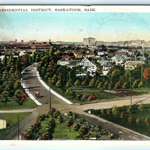 1928 Saskatoon, Saskatchewan Residential Litho Photo Postcard Birdseye View A30