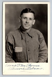 RPPC   Elkmont  Alabama   Man Named Edward P. Von Thomas     Postcard