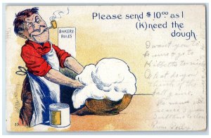 c1910s Man Baker Baking Smoking Pipe Hand Cancel RFO Carrollton Ohio OH Postcard