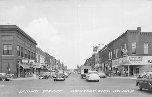 J78/ Webster City Iowa RPPC Postcard c40-50s Main Street Stores 38