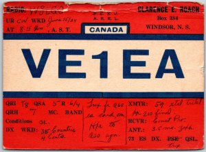 1920's QSL Radio Card VE1EA Nova Scotia Amateur Radio Station Posted Postcard