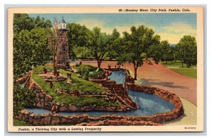 Monkey Moat City Park Pueblo Colorado CO UNP Linen Postcard E19