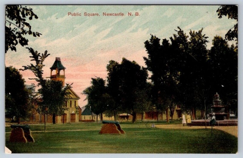 Public Square, Newcastle New Brunswick, Antique MacFarlane Postcard