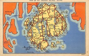 Mt. Desert Island, Maine USA Map Unused 