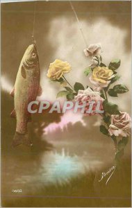 Old Postcard Fantasy Flowers Poisson