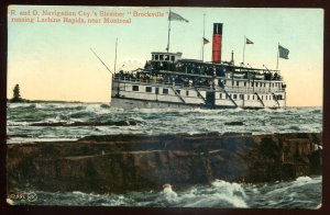 dc1225 - LACHINE RAPIDS Quebec Postcard 1910s Steamer BROCKVILLE