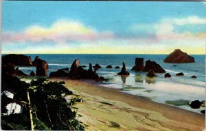 Postcard BEACH SCENE Bandon Oregon OR AK6340