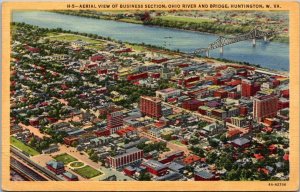 West Virginia Huntington Aerial View Business District 1944 Curteich