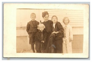 Vintage 1920's RPPC Postcard Depression Era Family Portrait and Home