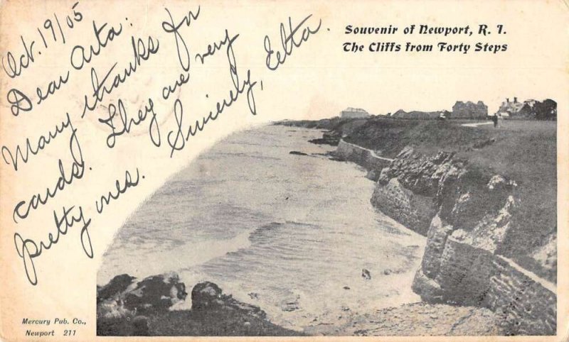 Newport Rhode Island The Cliffs  from Forty Steps Private Mail Postcard AA39290