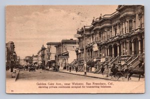 GOLDEN GATE AVE NEAR WEBSTER SAN FRANCISCO CALIFORNIA OYSTERS POSTCARD 1907