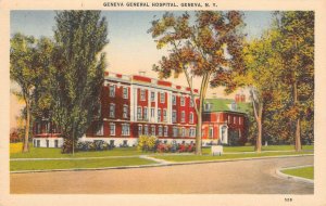 Geneva General Hospital, Geneva, New York ca 1940s Linen Vintage Postcard