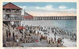 Beach Scene Long Branch New Jersey 1920c postcard