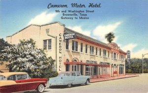 CAMERON MOTOR HOTEL Brownsville, Texas Roadside c1940s Linen Vintage Postcard