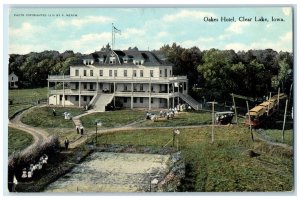 c1910 Oaks Hotel & Restaurants Building Tourist Clear Lake Iowa Antique Postcard