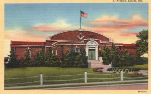 Laurel DE-Delaware, Armory Building Landscape Grounds Frontside Vintage Postcard