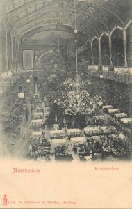 Netherlands Amsterdam 1900`s Hotel Restaurant Krasnapolsky interior postcard 