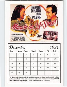 Postcard Miracle On 34th Street December 1991 Movie Poster Calendar