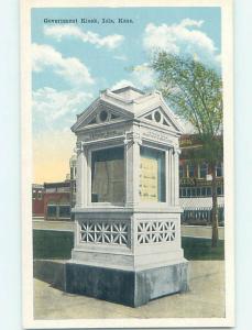 Unused W-Border GOVERNMENT KIOSK Iola - Near Chanute Kansas KS H5560