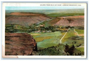 1920 Aerial Golden Wild Cat Point Cliff Field Lookout Mountain Colorado Postcard