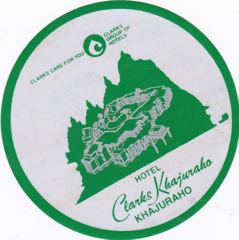 Sri Lanka Khajuraho Clarks Hotel Vintage Luggage Label sk3412