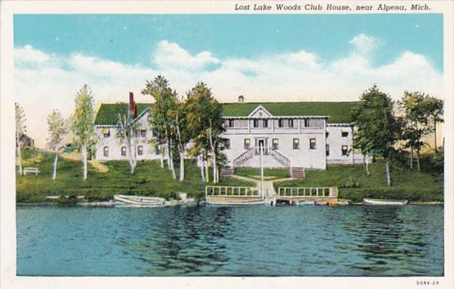 Michigan Alpena Lost Lake Woods Club House Curteich