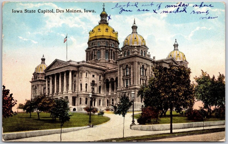 Iowa Capitol Des Moines Iowa IA Government Office Building Postcard