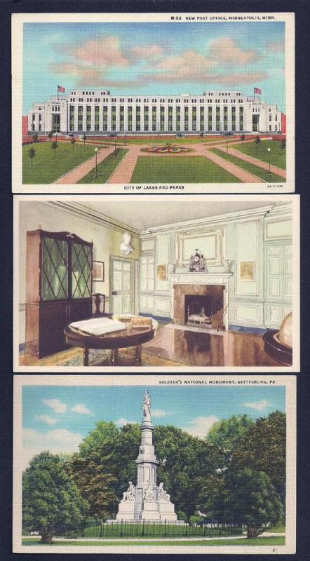 Twelve (12) different 1940's (or earlier) postcards UNUSED