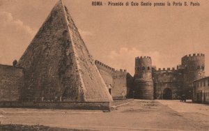 Vintage Postcard 1910's Piramide di Caio Cestio presso la Porta S. Paolo Roma IT