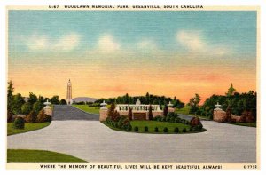 Postcard MONUMENT SCENE Greenville South Carolina SC AQ8115