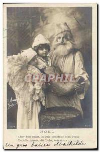 Old Postcard Fantasy Father Christmas Child