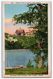 Alberta Canada Postcard Wateron Lakes Lake Linnett Prince of Wales Hotel c1940s