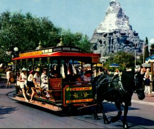 Circa 1955 Disneyland Calif Postcard Horse-Drawn Street Car Tours Main St USA