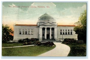 1908 The Simmons Memorial Library Kenosha Wisconsin WI Antique Postcard 