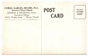 Le Juene Road at Coral Gables Miami Florida Postcard