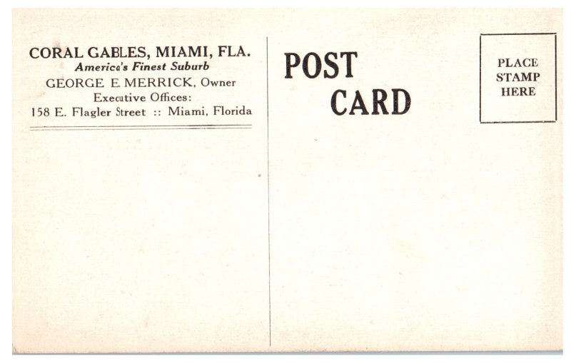 Le Juene Road at Coral Gables Miami Florida Postcard