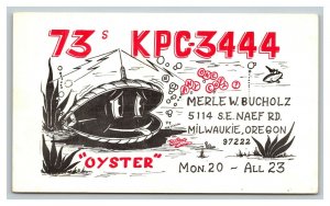 Vintage 1960's Calypso QSL Postcard Comic Oyster Milwaukie Oregon