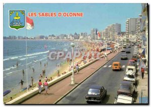 Modern Postcard Les Sables d'Olonne Vendee beach and embankment