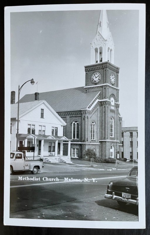 Vintage Postcard 1930-1945 (Centenary) Methodist Church, Malone, NY *REAL PHOTO*