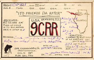 9CRR Geneseo, Ill., USA QSL Unused 