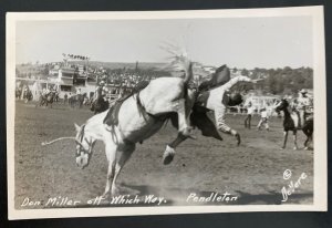 Mint USA Real Picture Postcard Don Miller Off Which way Pendleton Rodeo