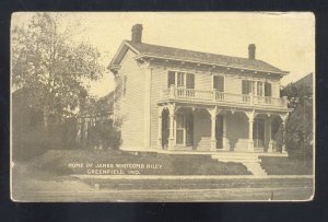 GREENFIELD INDIANA HOME OF JAMES WHITCOMB RILEY RESTIDENCE VINTAGE POSTCARD