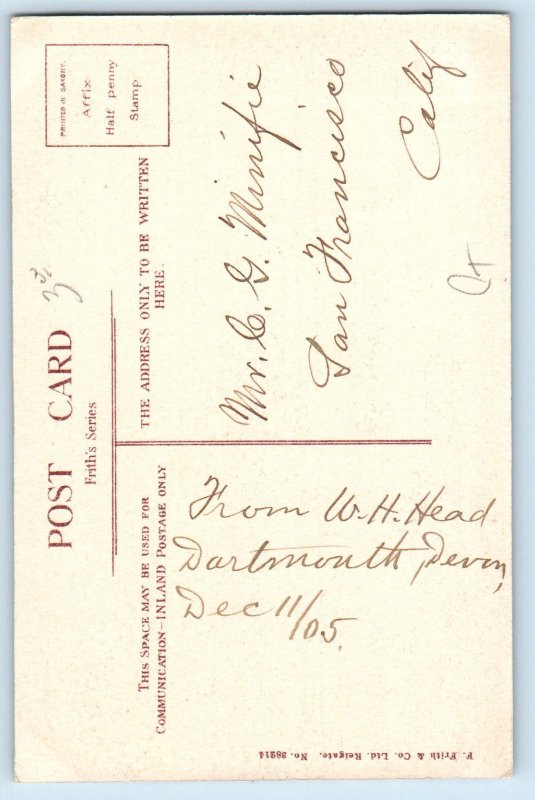 Totnes Devon England Postcard Landing Stage Christmas Greeiting c1910 Posted